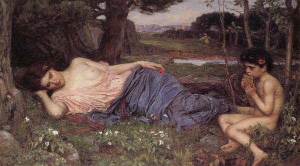 John William Waterhouse Listening to My Sweet Piping Sweden oil painting art